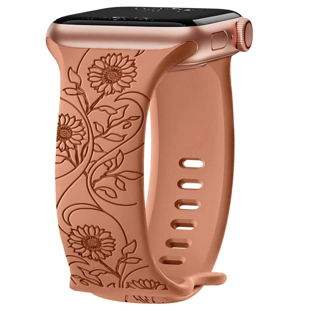 Levo Floral Engraved Silicone Band - Astra Straps