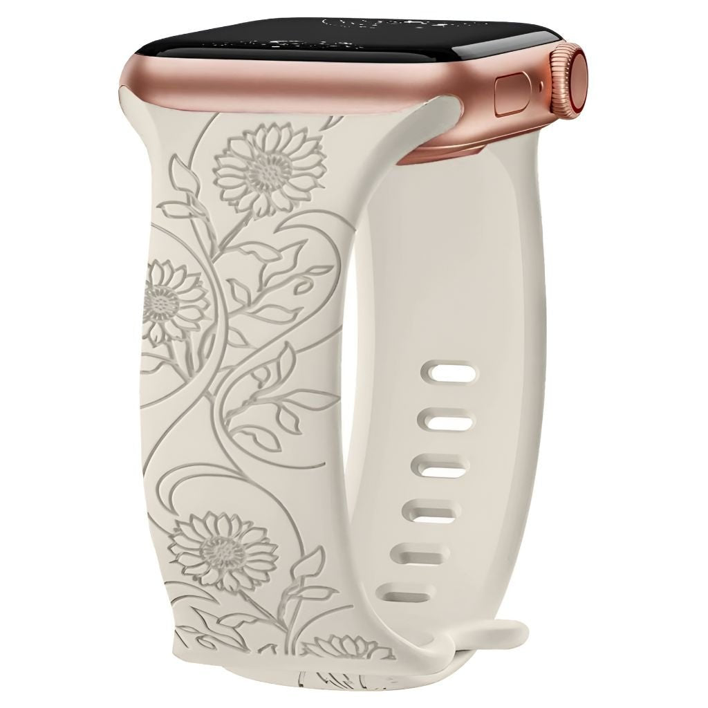 Levo Floral Engraved Silicone Band - Astra Straps