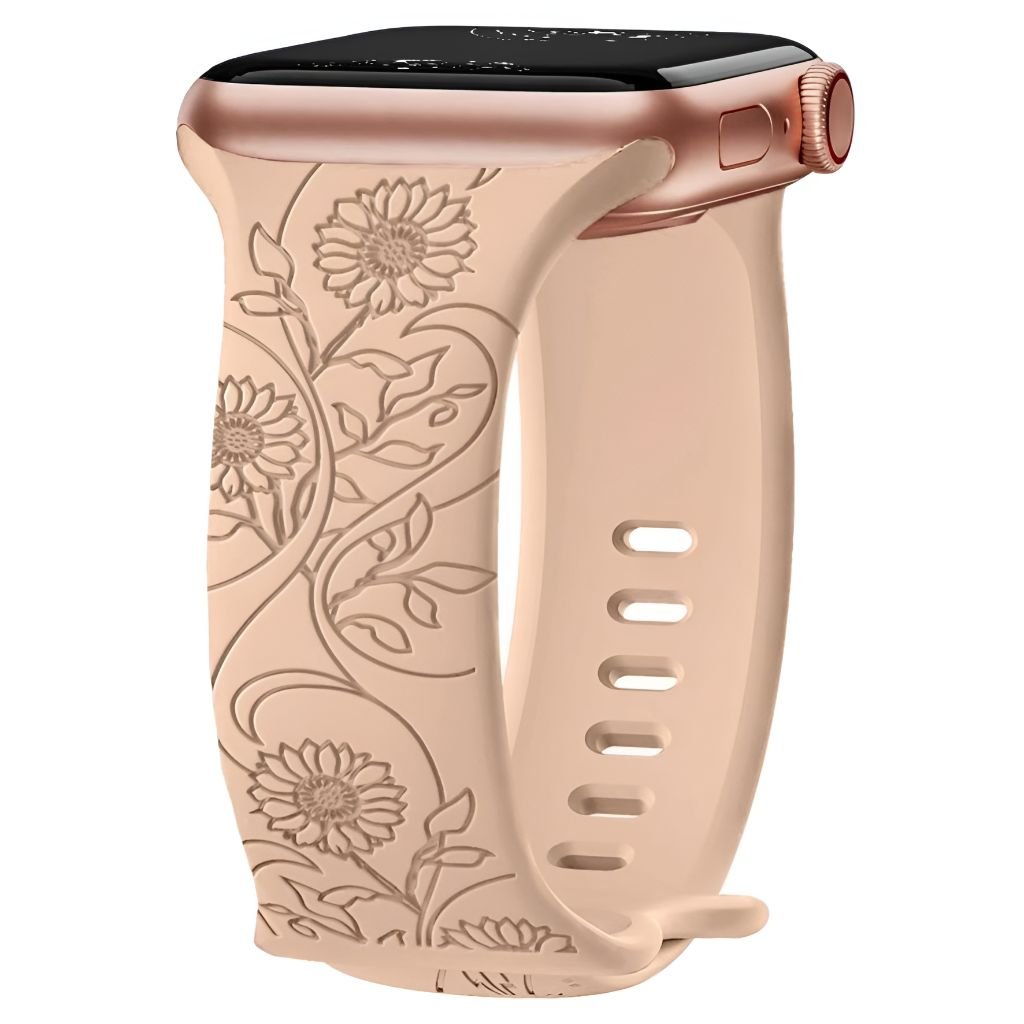 Levo Floral Engraved Silicone Band - Astra Straps