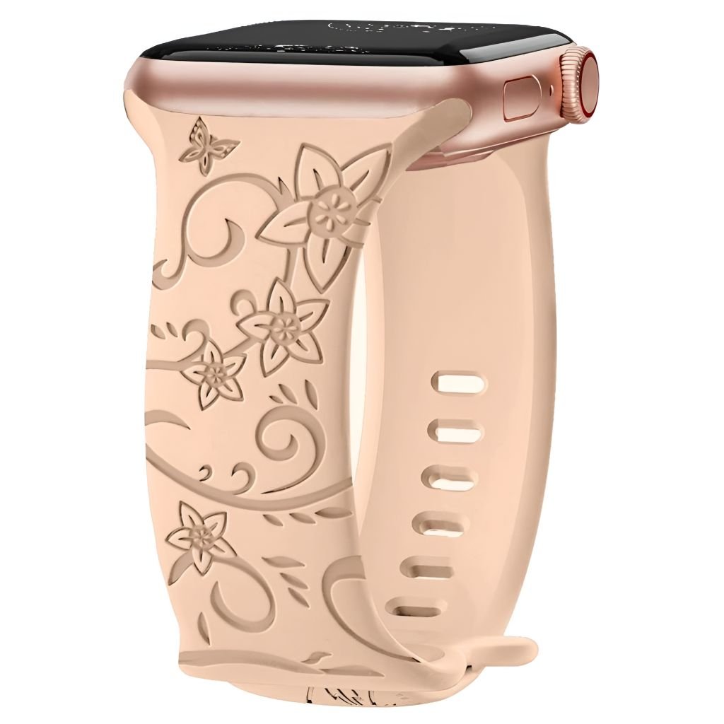 Levo Floral Engraved Silicone Band - Astra Straps
