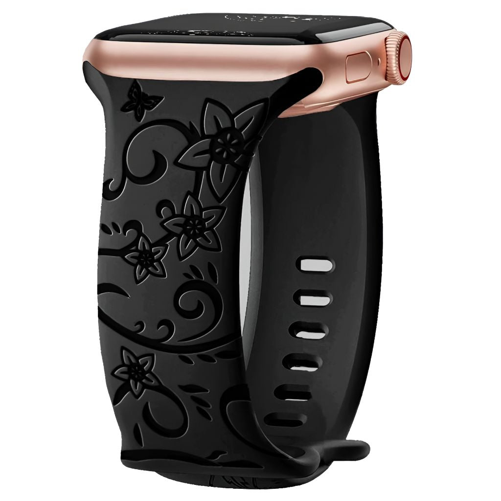 Levo Floral Engraved Silicone Band - Astra Straps