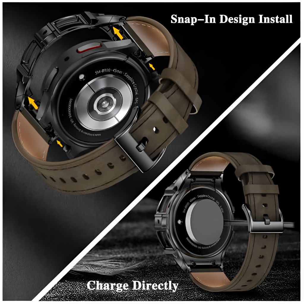 Amara Leather Band With Stainless Steel Bumper Case For Galaxy 5 Pro - Astra Straps