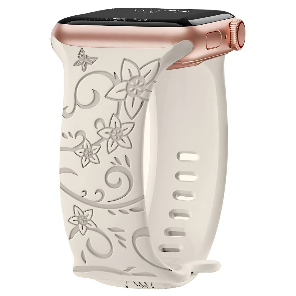 Levo Floral Engraved Silicone Band - Astra Straps